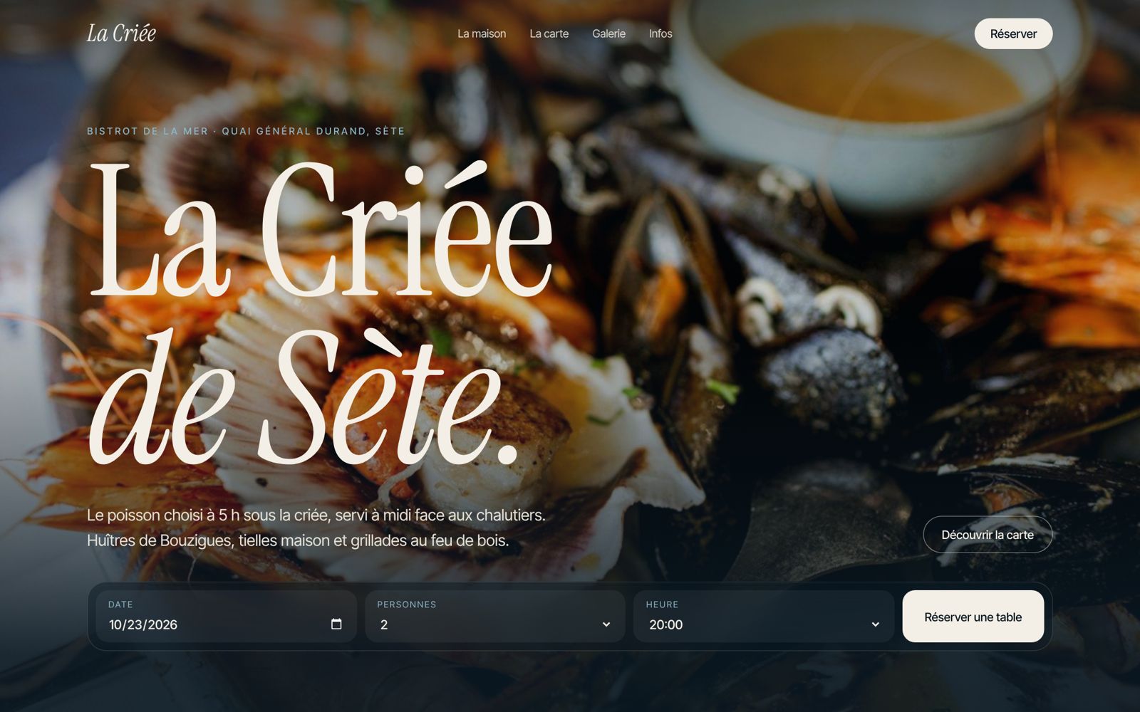 Aperçu du site du restaurant