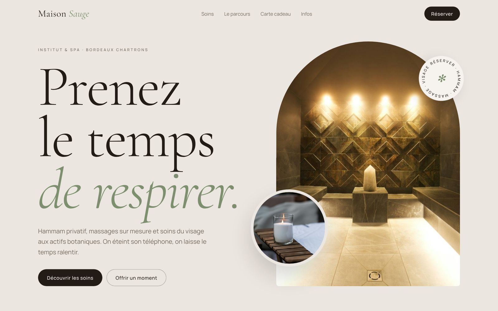 Aperçu du site du spa