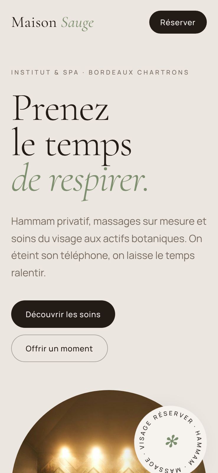 Site d'exemple d'un spa sur téléphone