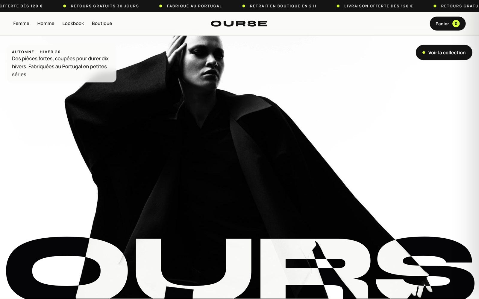 Aperçu du site de la boutique